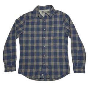 Rye Men's Buffalo Plaid‎ Flannel Shirt Small Navy Gray EUC